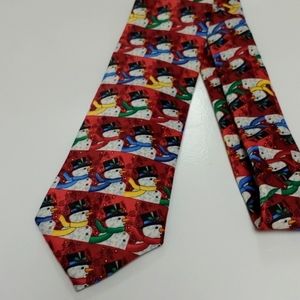 American Greetings Red Snowman Necktie. EUC